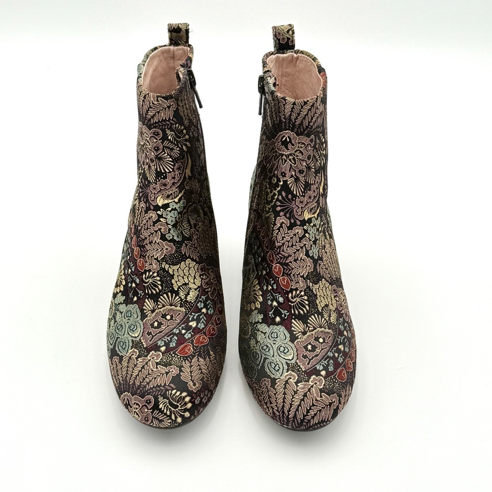 GIANNI BINI Jaydennn Women Sz 6 Brocade Fabric Block Heel Zip Victorian Booties - Picture 2 of 7